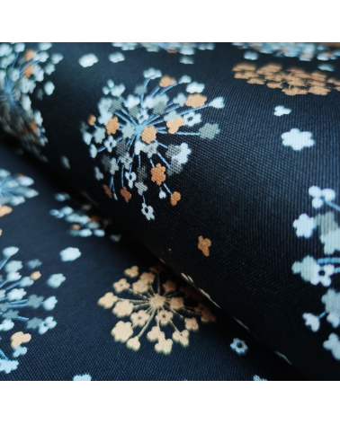 Tela japonesa Oxford fino "Ramilletes dorados".