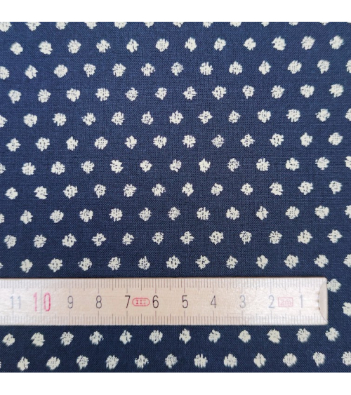 Tela japonesa de algodón "mame shibori" de lunares en azul