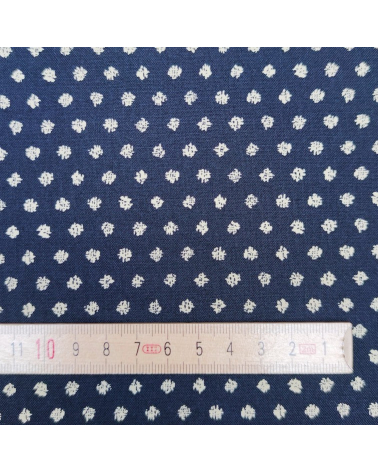Tela japonesa de algodón "mame shibori" de lunares en azul