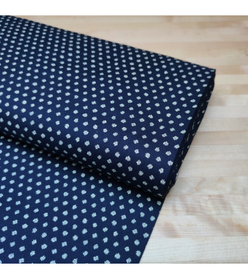 Tela japonesa de algodón "mame shibori" de lunares en azul