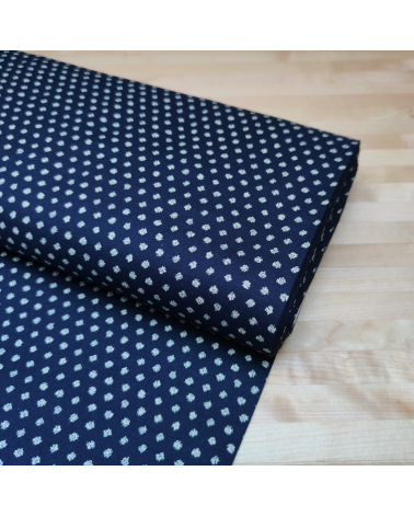 Tela japonesa de algodón "mame shibori" de lunares en azul