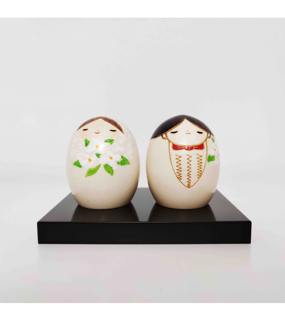 Pareja de Kokeshi creativas novia y novio (Boda)