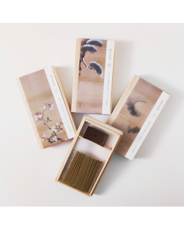 Incense and incense holder in a wooden box