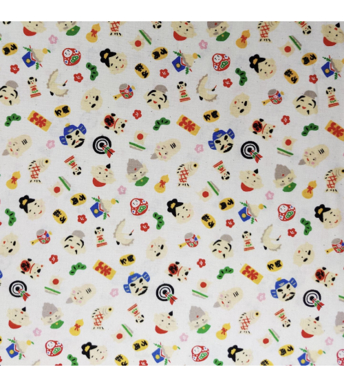 Japanese "Fuku" (luck) fabric in natural white