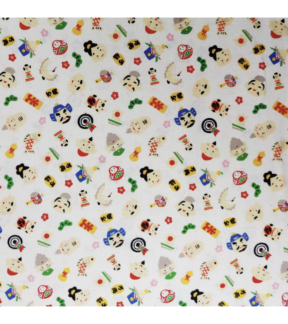 Japanese "Fuku" (luck) fabric in natural white