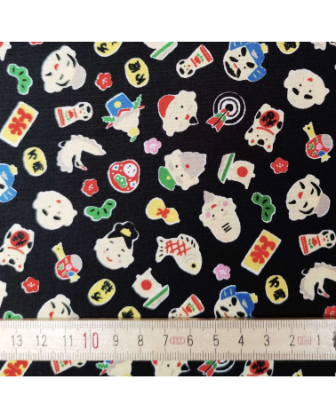 Japanese "Fuku" (luck) fabric in black