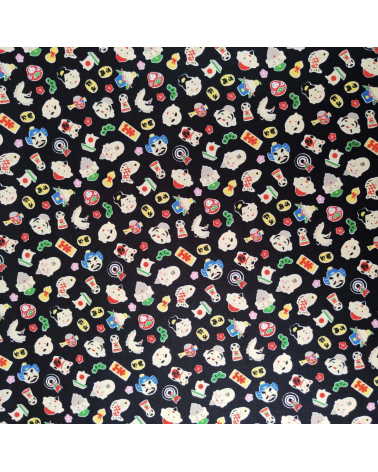 Japanese "Fuku" (luck) fabric in black