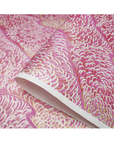 Chiyogami Japanese rice paper washi kiku in pink