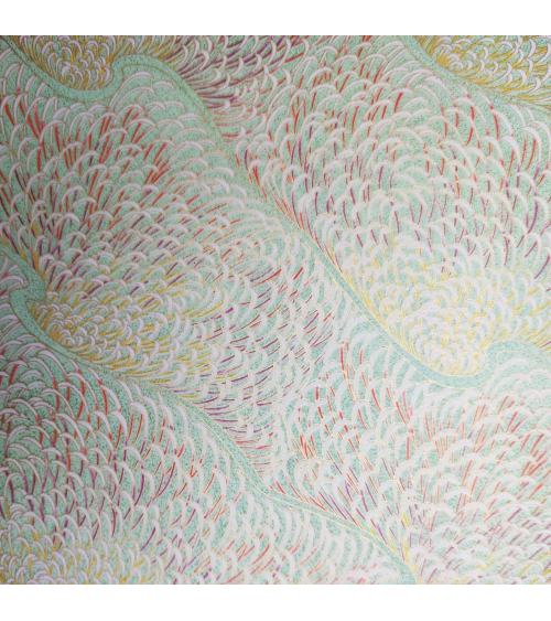 Papel Japones de arroz washi chiyogami Kiku verde mint.