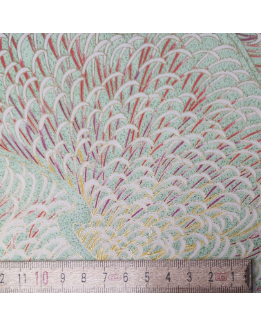 Papel Japones de arroz washi chiyogami Kiku verde mint.