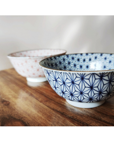 Set de donburi para dos "Asanoha" con palillos.