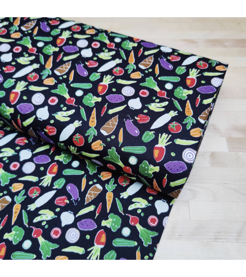 Japanese fabric 'Veggies' in black