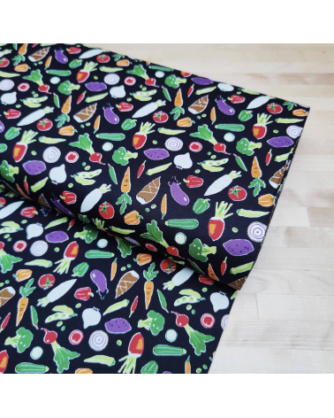 Japanese fabric 'Veggies' in black