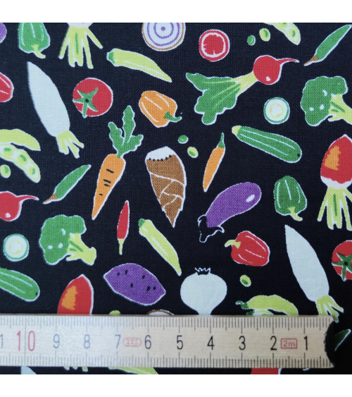 Japanese fabric 'Veggies' in black
