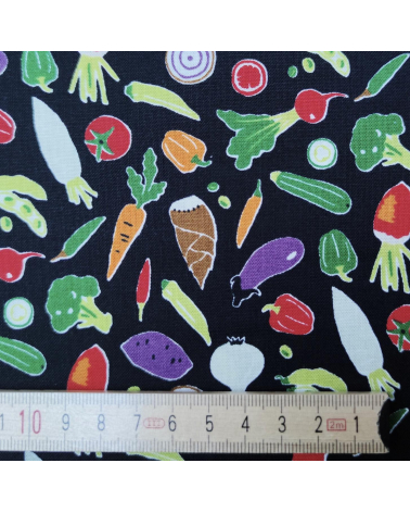 Japanese fabric 'Veggies' in black