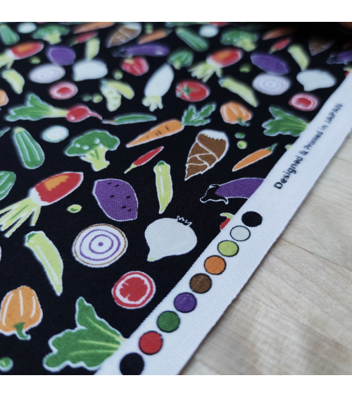 Japanese fabric 'Veggies' in black