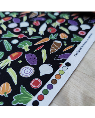 Japanese fabric 'Veggies' in black