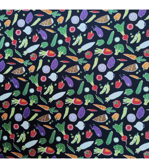 Japanese fabric 'Veggies' in black