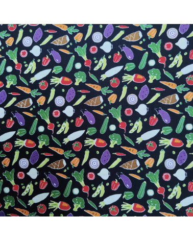 Japanese fabric 'Veggies' in black