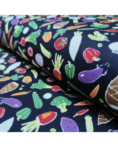 Japanese fabric 'Veggies' in black
