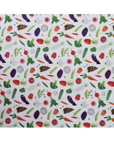 Tela japonesa "Veggies" en blanco natural