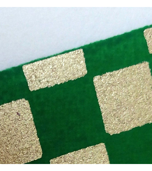 Papel Chiyogami damero grande dorado y verde