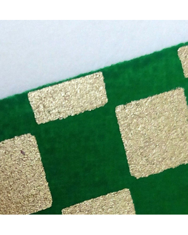 Papel Chiyogami damero grande dorado y verde