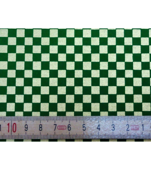 Papel Chiyogami damero grande dorado y verde