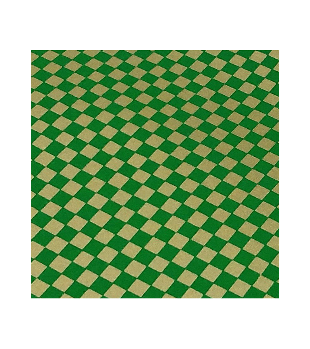 Papel Chiyogami damero grande dorado y verde