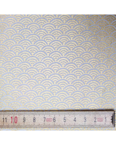 Chiyogami Japanese paper, golden seigaihas over white