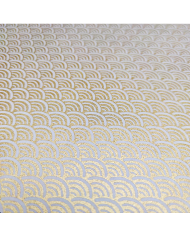 Chiyogami Japanese paper, golden seigaihas over white