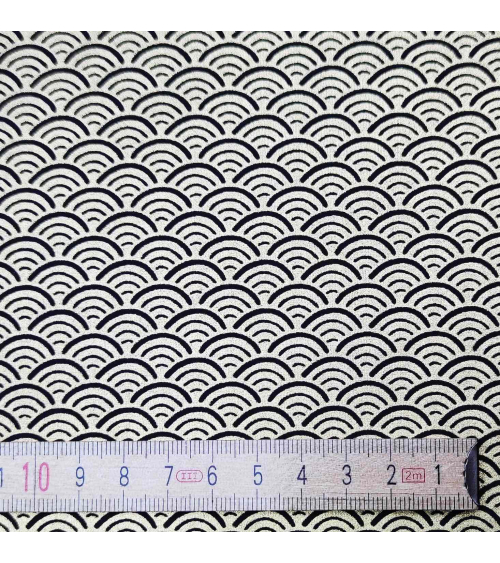 Chiyogami Japanese paper, golden seigaihas over black