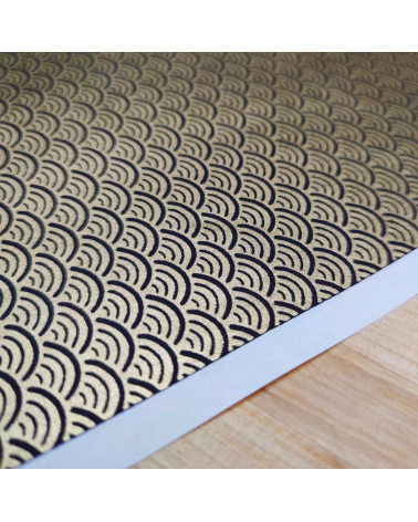 Chiyogami Japanese paper, golden seigaihas over black