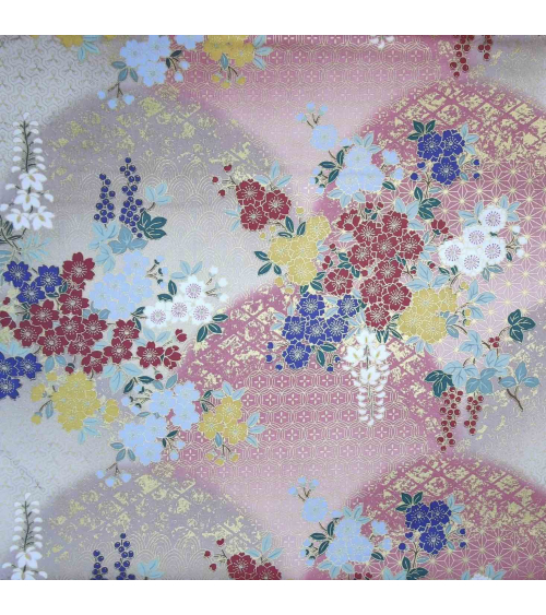 Tela japonesa de algodón glicinias en rosa.