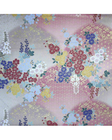 Tela japonesa de algodón glicinias en rosa.