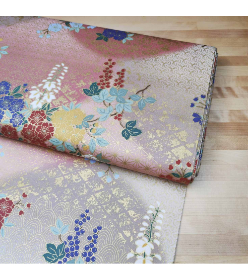 Tela japonesa de algodón glicinias en rosa.