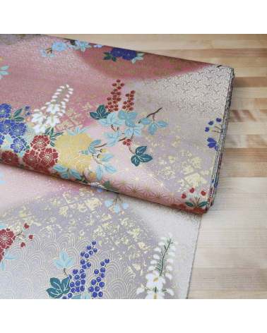 Tela japonesa de algodón glicinias en rosa.