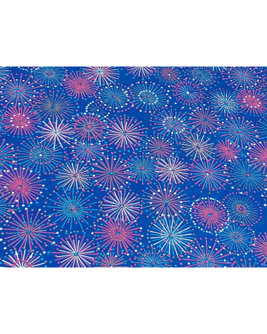 Papel Chiyogami fuegos artificiales sobre fondo azul