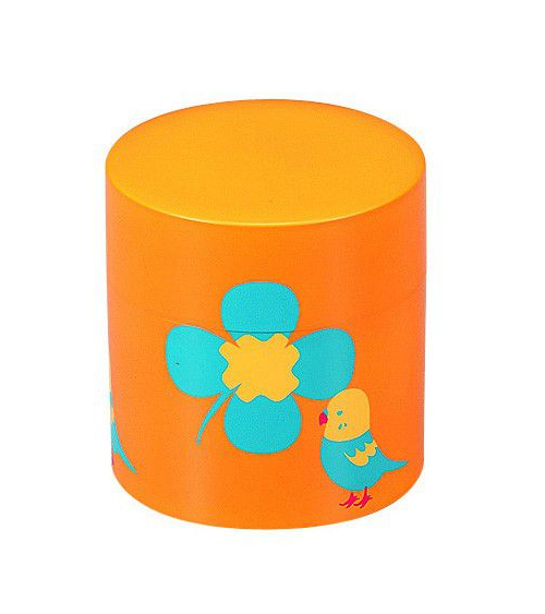 Bote con tapa silicona pájaro con flor fondo amarillo