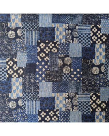 Tela japonesa Rustic Indigo. "Boro II" en azules