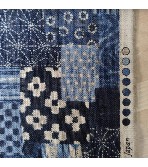 Tela japonesa Rustic Indigo. "Boro II" en azules