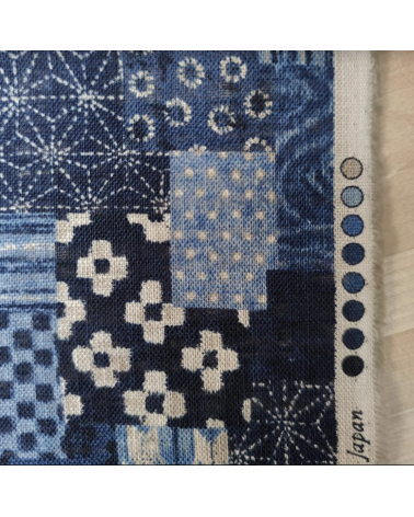 Tela japonesa Rustic Indigo. "Boro II" en azules