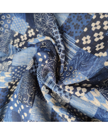 Tela japonesa Rustic Indigo. "Boro II" en azules
