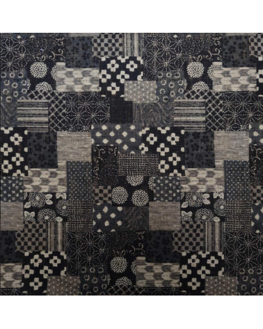 Tela japonesa Rustic Indigo. "Boro II" en negro