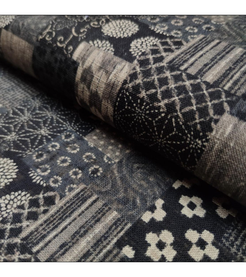 Japanese fabric Rustic Indigo. 'Boro II' in black