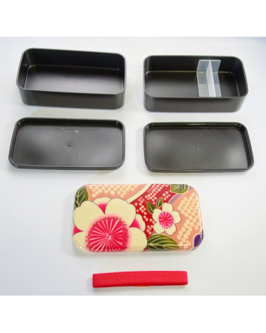 Bento box (Lunch box) yuzen rosa mediana