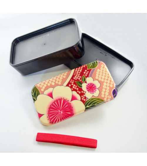 Bento box (Lunch box) yuzen rosa mediana