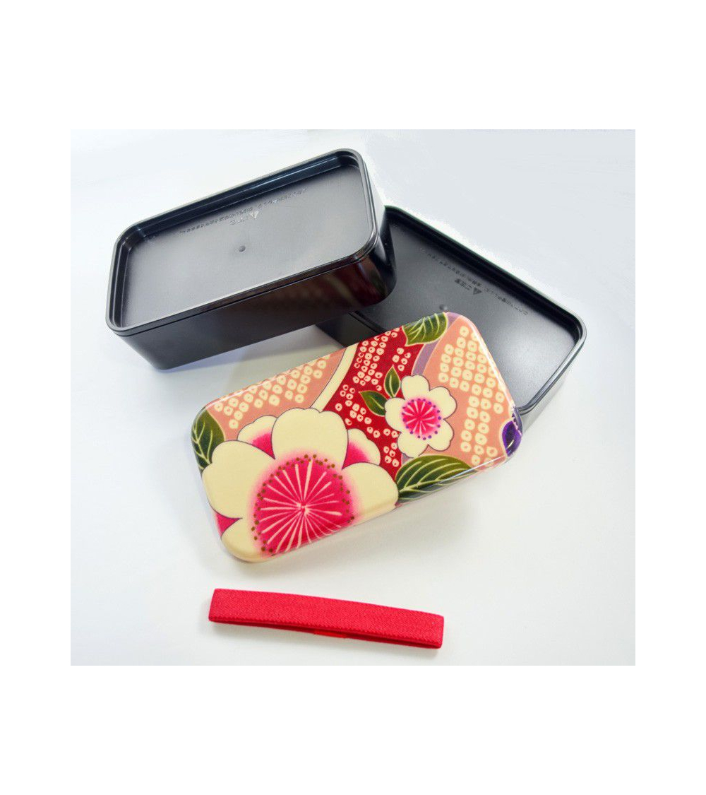 Bento box (Lunch box) yuzen rosa mediana