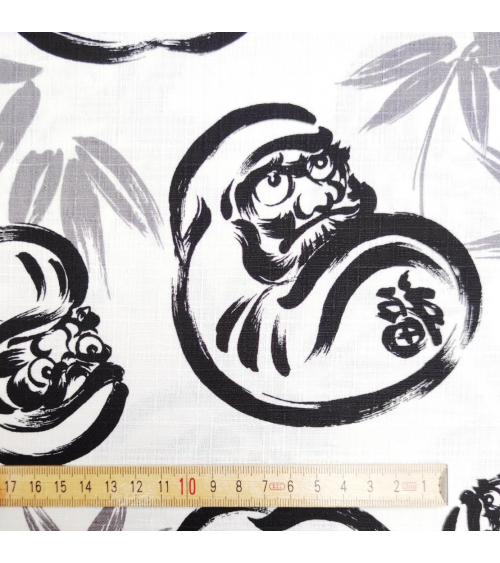 Japanese dobby fabric "Darumas" in white