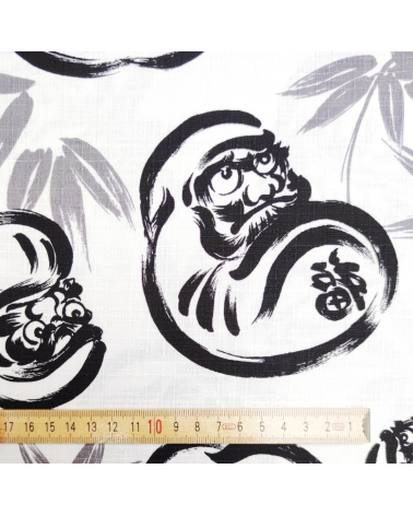 Japanese dobby fabric "Darumas" in white